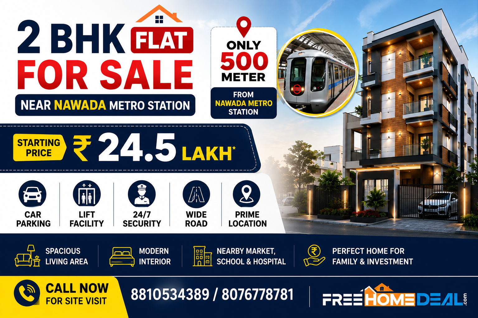 2 BHK Luxury Flat Near Nawada Metro Station@24 Lakhs only