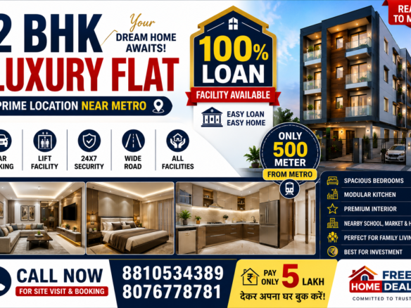 Luxury 2 BHK Flat With 100% Loan Facility