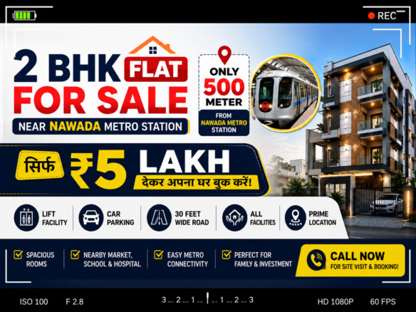 2 BHK FLAT FOR SALE – NEAR NAWADA METRO STATION@5Lakhs only