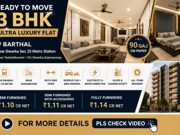 Ultra Luxury Ready-to-Move 3 BHK in Dwarka Expressway@1.10Cr
