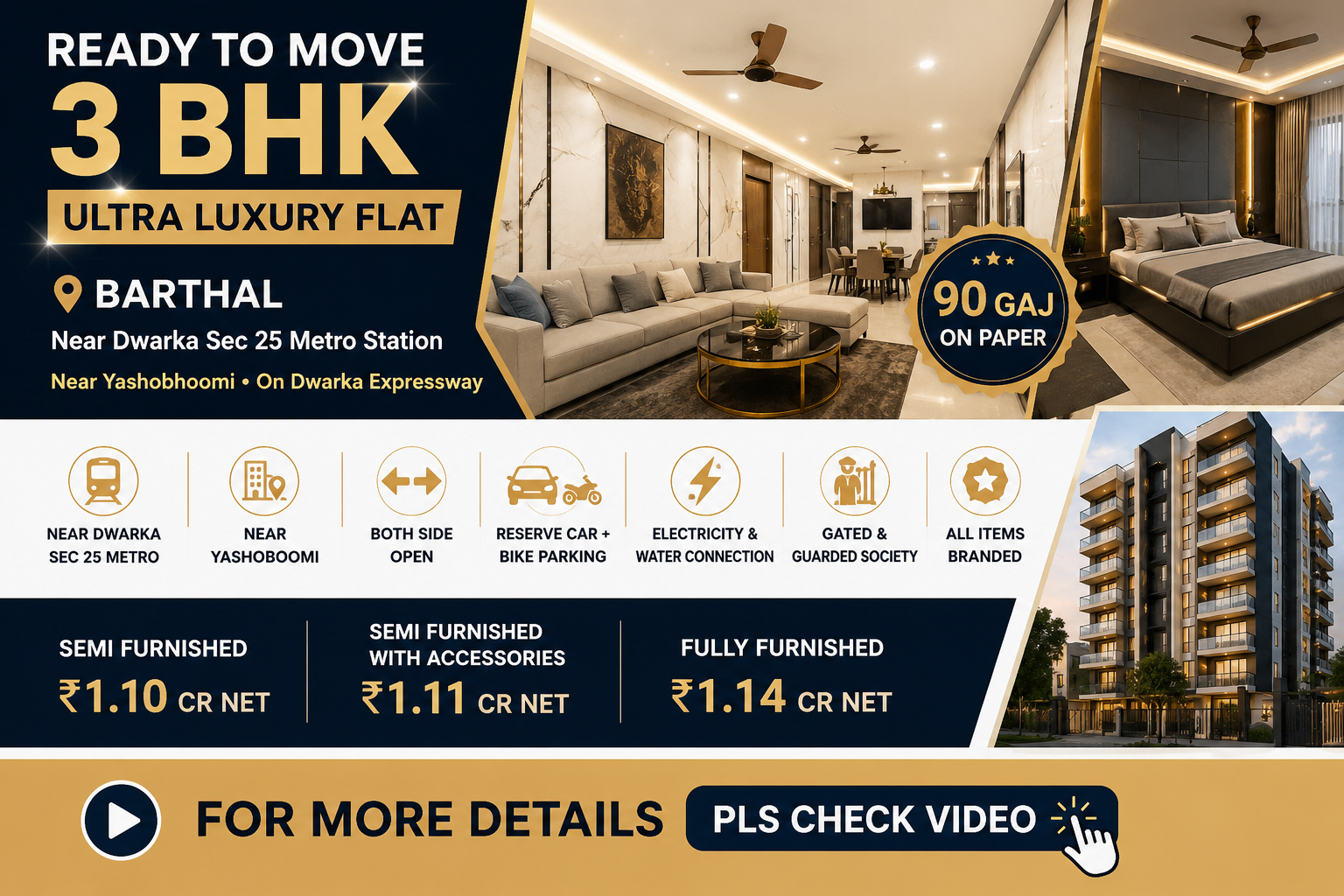 Image Ultra Luxury Ready-to-Move 3 BHK in Dwarka Expressway@1.10Cr