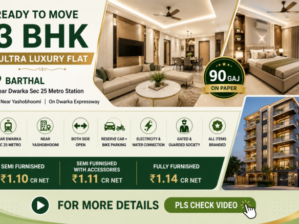 Ultra Luxury Ready-to-Move 3 BHK in Dwarka Expressway@1.14Cronly